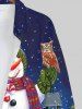 Chemise Imprimé Élément de Noël Grande Taille avec Poches à Manches Longues - Bleu 8XL