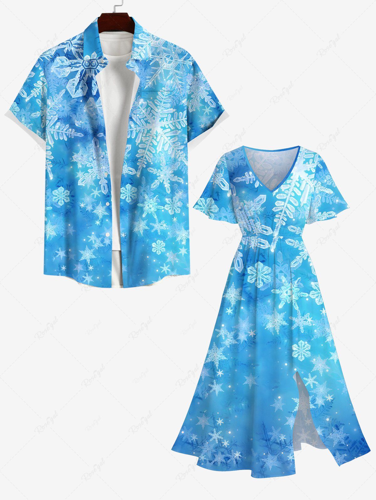 Tenue Trapèze Grande Taille Ombre à Motif de Noël Bleu 