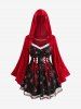 Christmas Lace Up Snowflake Print Hooded T-shirt and Snowman Sparkling Sequin Glitter 3D Print Leggings Plus Size Outfit -  