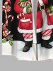 Tenue Trapèze à Imprimé Notes de Musique et Père Noël Grande-Taille en Blocs de Couleurs pour Couples - Noir 