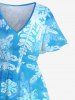 Tenue Trapèze Grande Taille Ombre à Motif de Noël - Bleu 
