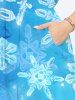 Tenue Trapèze Grande Taille Ombre à Motif de Noël - Bleu 