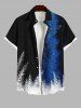 Tenue de Plage Brillante Imprimé Galaxie Grande Taille pour Couples - Bleu 