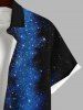 Tenue de Plage Brillante Imprimé Galaxie Grande Taille pour Couples - Bleu 
