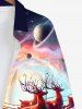 Christmas Elk Santa Claus Colorful Ombre Galaxy Print Plus Size Matching Set For Couples -  
