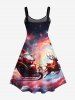 Christmas Elk Santa Claus Colorful Ombre Galaxy Print Plus Size Matching Set For Couples -  