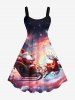 Christmas Elk Santa Claus Colorful Ombre Galaxy Print Plus Size Matching Set For Couples -  