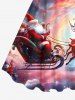 Christmas Elk Santa Claus Colorful Ombre Galaxy Print Plus Size Matching Set For Couples -  