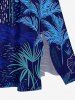 Robe Mi-Longue Longueur de Genou Feuille Tropicale et Ligne A de Grande Taille avec Poche - Bleu 1X