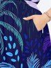 Robe Mi-Longue Longueur de Genou Feuille Tropicale et Ligne A de Grande Taille avec Poche - Bleu 5X