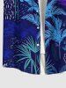 Plus Size Coconut Tree Tropical Leaves Print Hawaii Ombre Button Pocket Shirt For Men -  