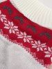 Pull Rayé à Col Rabattu Motif Feuilles et Flocon de Neige de Noël Style Graphique pour Animal Domestique - Blanc M