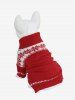 Pull Rayé à Col Rabattu Motif Feuilles et Flocon de Neige de Noël - Rouge M