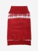 Pull Rayé à Col Rabattu Motif Feuilles et Flocon de Neige de Noël - Rouge M