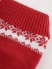 Pull Rayé à Col Rabattu Motif Feuilles et Flocon de Neige de Noël - Rouge M