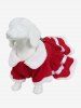Pet's Christmas Bowknot Bell Holly Contrast Fur Piping Striped Buttons Turn-down Dress -  