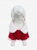 Pet's Christmas Bowknot Bell Holly Contrast Fur Piping Striped Buttons Turn-down Dress -  