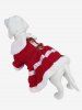 Pet's Christmas Bowknot Bell Holly Contrast Fur Piping Striped Buttons Turn-down Dress -  