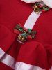 Pet's Christmas Bowknot Bell Holly Contrast Fur Piping Striped Buttons Turn-down Dress -  