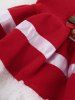 Robe Rayée Cloche de Noël Contrastée avec Passepoil en Fourrure - Rouge M