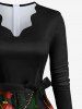 Plus Size Christmas Ball Light Gift Box Gingerbread Man Print Dress With A Belt -  