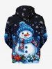 Plus Size Christmas Snowman Snowflake Holy Fruit Leaf Print Pocket Drawstring Hoodie For Men -  