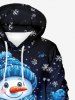 Plus Size Christmas Snowman Snowflake Holy Fruit Leaf Print Pocket Drawstring Hoodie For Men -  