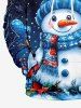 Plus Size Christmas Snowman Snowflake Holy Fruit Leaf Print Pocket Drawstring Hoodie For Men -  