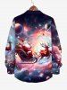 Chemise Boutonnée Imprimé Élément de Noël à Manches Longues Grande Taille - Multi-A 5XL