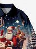 Plus Size Christmas Elk Santa Claus Tree Forest Snowflake Print Ombre Button Long Sleeves Shirt For Men -  
