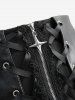 Plus Size Scalloped Lace Trim PU Panel Zipper Cross Lace-up A Line Skirt -  