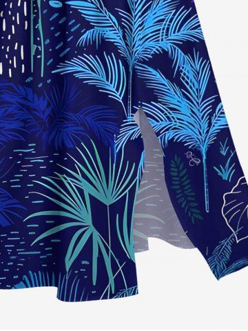 Coconut Tree Tropical Leaves Print Plus Size Matching Hawaii Beach Outfit For Couples
