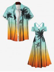 Contrastant Imprimé Cocotier Grande Taille pour la Plage - Multi-A 
