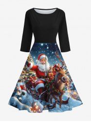 Robe Mi-longue Vintage Imprimé Élément de Noël - Multi-A 2XL