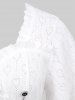 Heart Hollow Out Lace Trim Bowknot Ruffles Top and Wide Leg Pants Plus Size Outfit -  