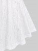 Heart Hollow Out Lace Trim Bowknot Ruffles Top and Wide Leg Pants Plus Size Outfit -  