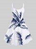 Costume D'habit de Grande Taille Imprimée de Cocotiers Sous les Tropiques pour la Plage - Blanc 