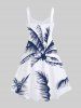 Costume D'habit de Grande Taille Imprimée de Cocotiers Sous les Tropiques pour la Plage - Blanc 
