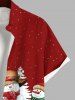 Plus Size Christmas Tree Snowman Snowflake Print Buttons Pocket Shirt For Men -  
