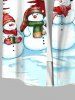 Plus Size Christmas Tree Snowman Snowflake Print Buttons Pocket Shirt For Men -  