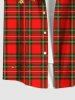 Plus Size Christmas Ball Star Bell Flowers Leaf Gingerbread Plaid Print Buttons Pocket Shirt For Men -  