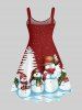 Robe Débardeur Imprimé Bonhomme de Neige et Sapin de Noël Grande Taille - Rouge 6X