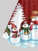 Robe Débardeur Imprimé Bonhomme de Neige et Sapin de Noël Grande Taille - Rouge 6X