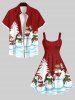Robe Débardeur Imprimé Bonhomme de Neige et Sapin de Noël Grande Taille - Rouge 6X