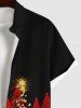 Plus Size Glitter Sparkling Christmas Tree Light Print Button Pocket Shirt For Men -  