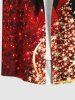 Plus Size Glitter Sparkling Christmas Tree Light Print Button Pocket Shirt For Men -  