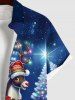 Plus Size Christmas Tree Light Hat Elk Santa Claus Glitter Galaxy Print Button Pocket Shirt For Men -  