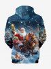 Plus Size Christmas Tree Light Elk Santa Claus Snowflake Ombre Galaxy Print Pocket Pullover Long Sleeves Hoodie For Men -  