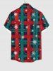 Plus Size Christmas Snowflake Striped Plaid Galaxy Print Button Pocket Shirt For Men -  