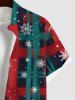 Plus Size Christmas Snowflake Striped Plaid Galaxy Print Button Pocket Shirt For Men -  